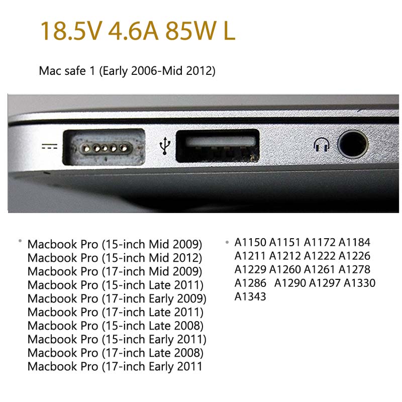 Adaptateur Chargeur A1172 A1290 85W pour Macbook Pro 15” A1286 2011 2012